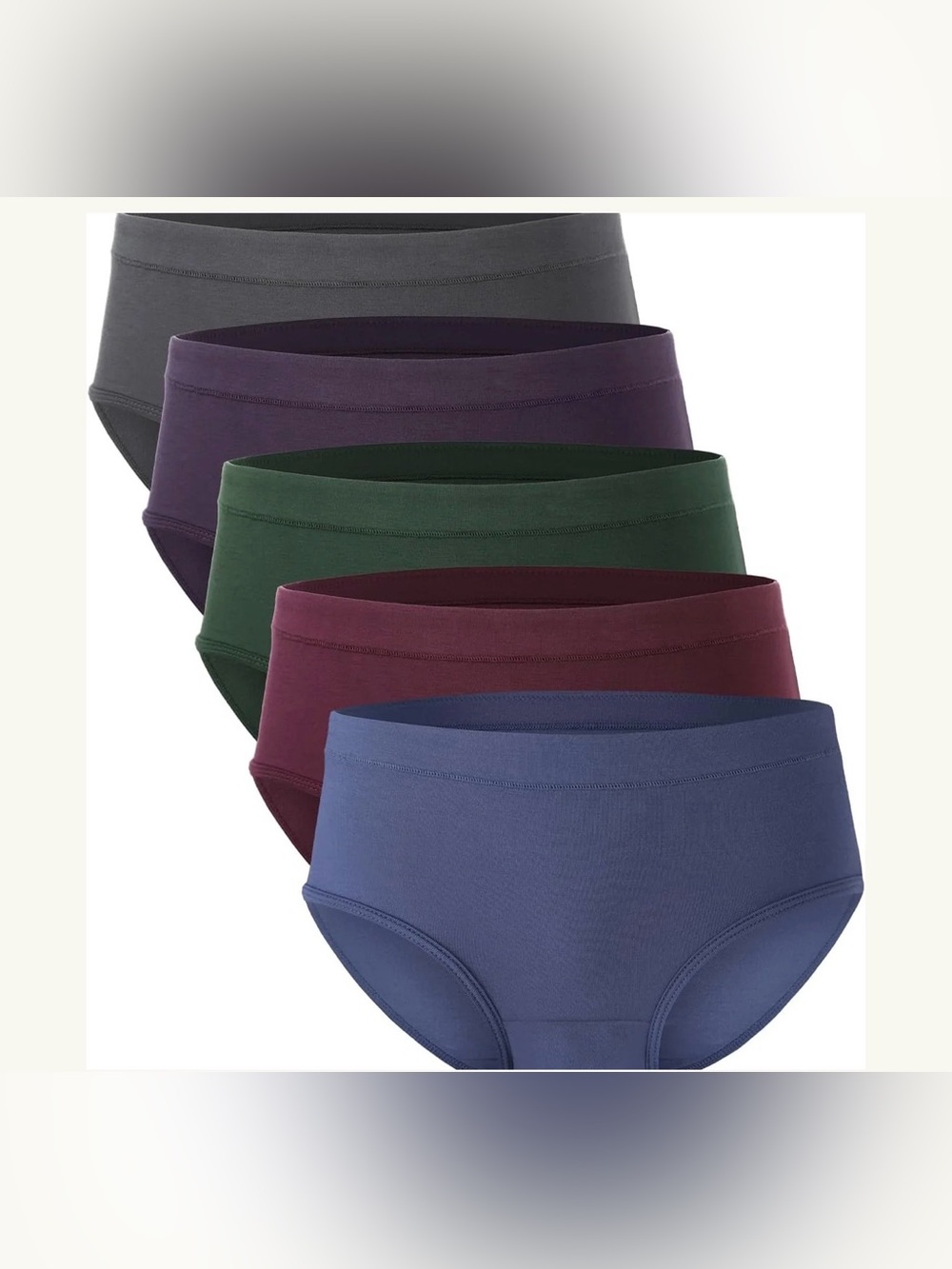 Bamboo Cool Moisture-Wicking Mid-Waist Briefs 5 Pack Multi Color Medium NWT